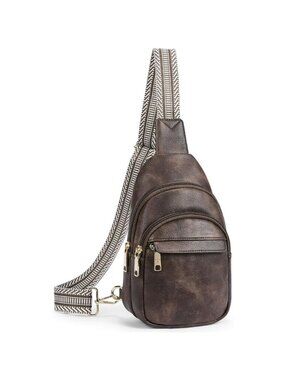 Leather Sling 1-coffee Bag Women Small Crossbody Fanny Pack Shoulder Chest Bag